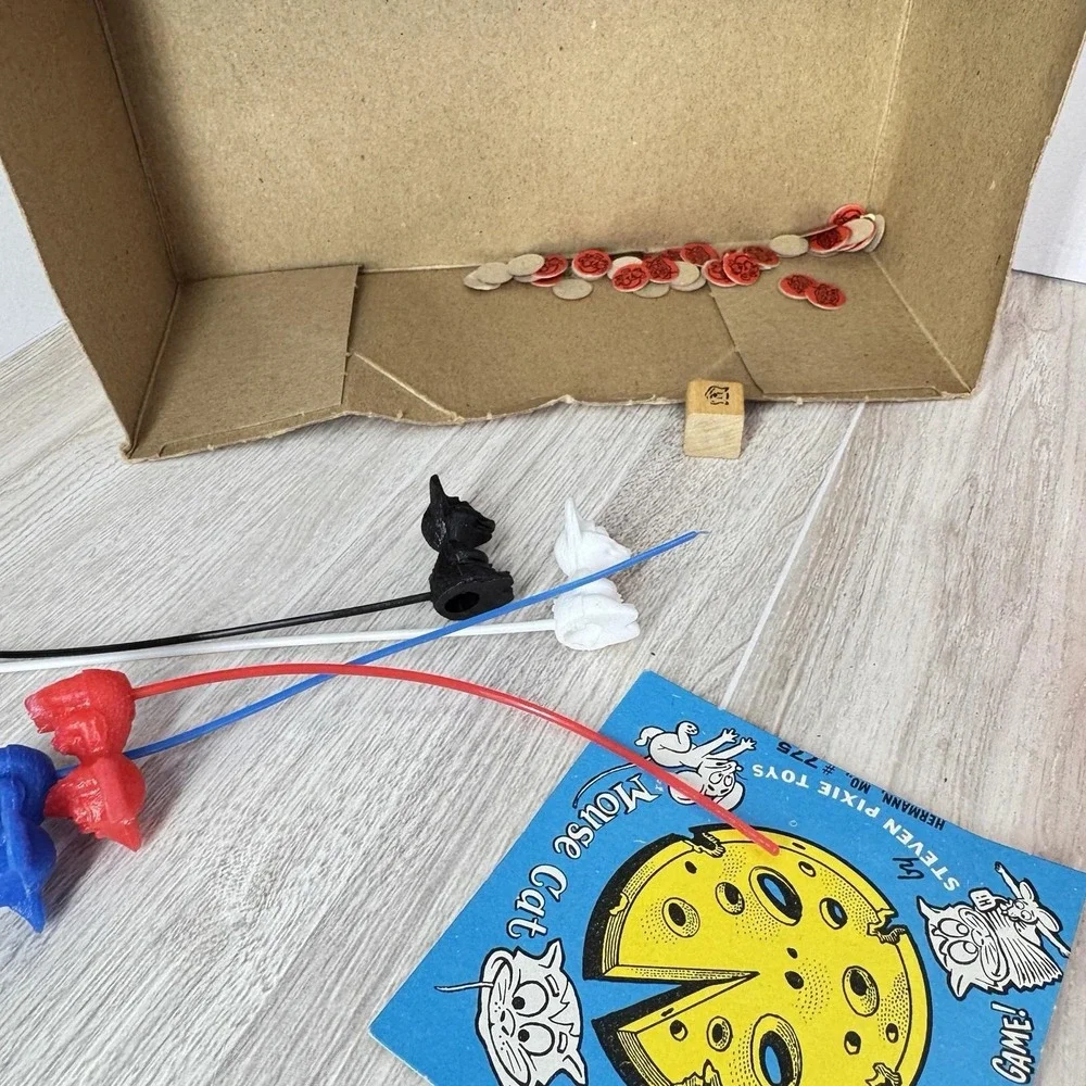 Vintage‎ Mouse Cat Scramble Game 1966 Steven Pixie Toys #775 with Box